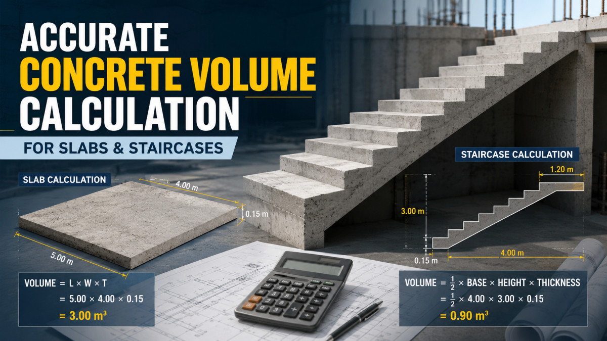 Accurate Concrete Volume Calculation for Slabs & Staircases