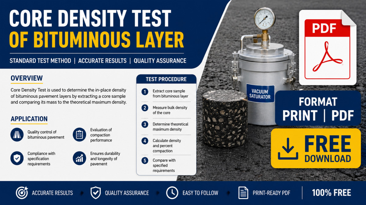Core Density Test of Bituminous Layer | PDF | FREE Download