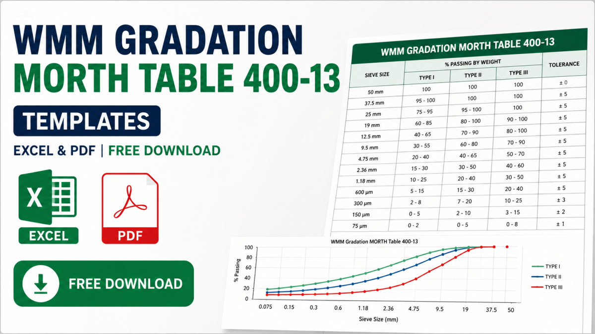 WMM Gradation MORTH Table 400-13 Templates: Excel & PDF for FREE