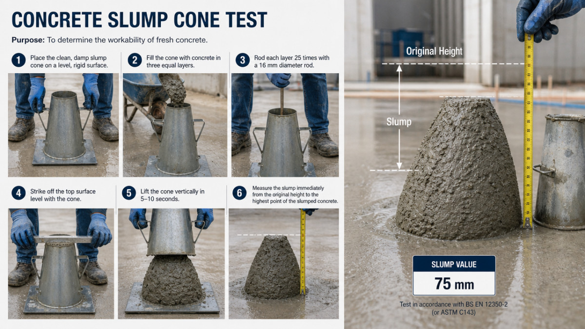 Concrete Slump Cone Test Procedure: Apparatus, Processes & Slump Cone Size