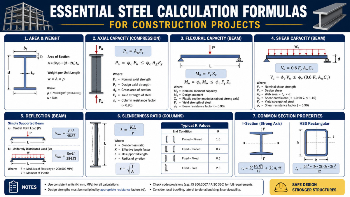 Essential Steel Calculation Formulas for Construction Projects