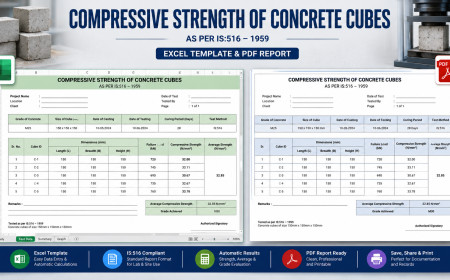 Concrete Cube Compressive Strength Test (IS 516) – Excel & PDF Templates