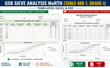 GSB Sieve Analysis: MoRTH 400-1 Grade-I Excel & PDF Templates