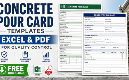Concrete Pour Card Templates: Excel & PDF for Quality Control