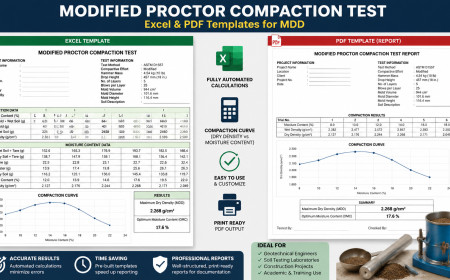 Modified Proctor Compaction Test: Excel & PDF Templates for MDD
